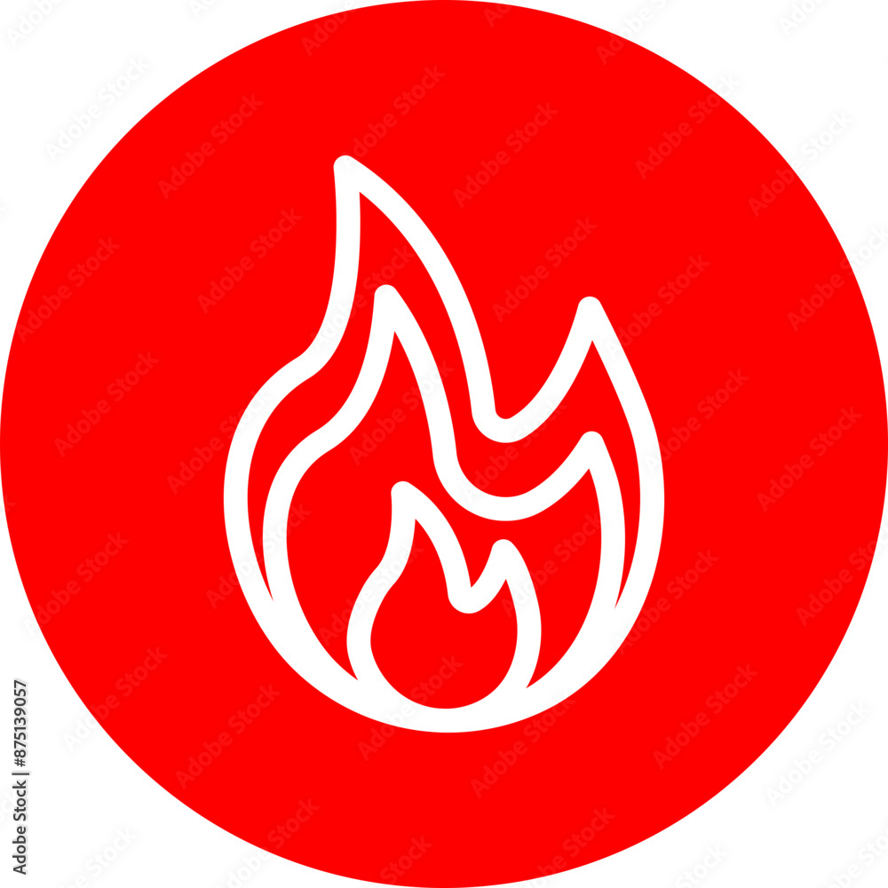 Flame Vector Line White Circle Red Flame Vector Line White Circle Red