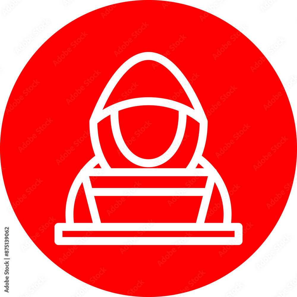 Hacker Vector Line White Circle Red Hacker Vector Line White Circle Red