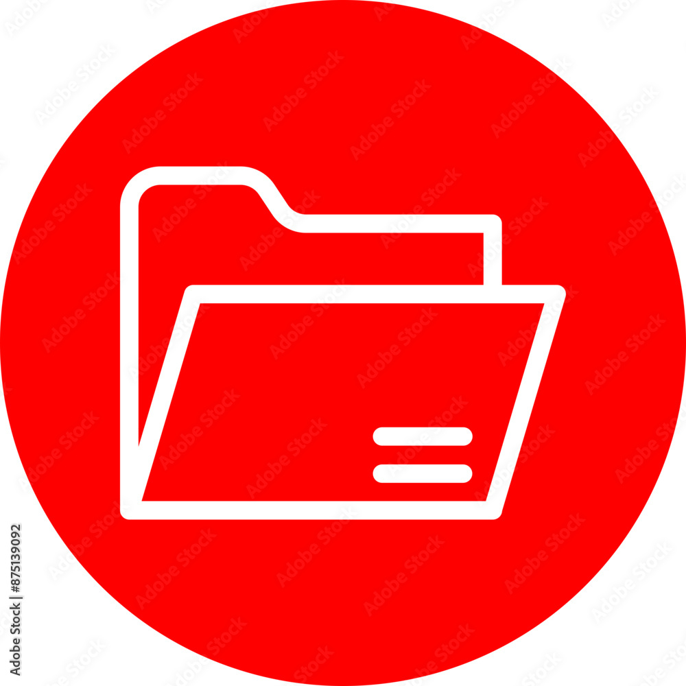Folder Vector Line White Circle Red Folder Vector Line White Circle Red
