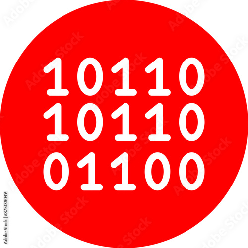 Binary Code Vector Line White Circle Red