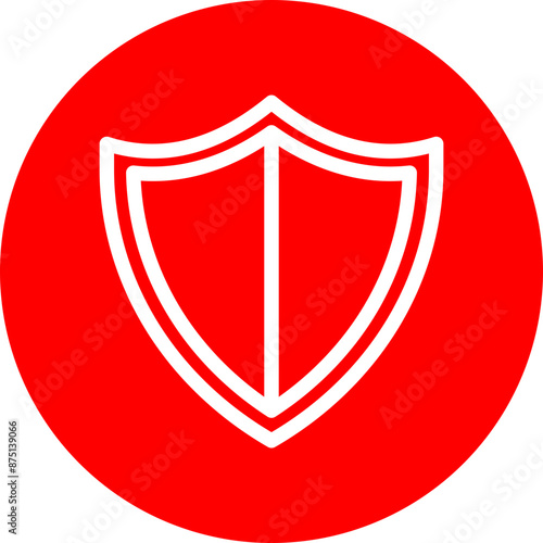 Shield Vector Line White Circle Red