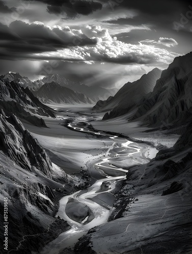 Dramatic Aerial View of Ladakh s Rugged Himalayan Wilderness photo