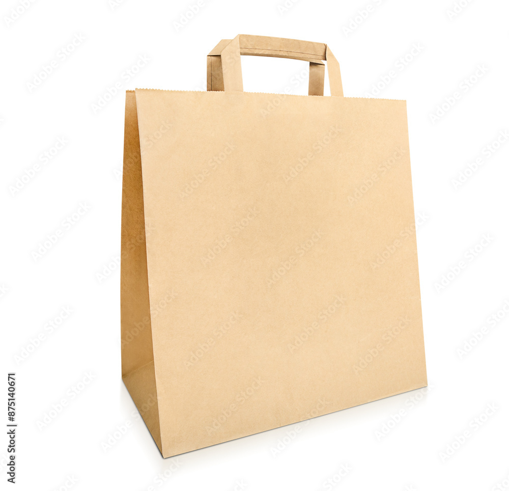 one brown paper bag on isolated white background one brown paper bag on isolated white background