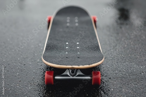 A highperformance skateboard designed for tricks and stunts, featuring a durable deck and precision wheels for ultimate control with copy space photo