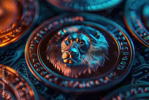 Fototapeta A hightech collectible series features coins enchanted with the powers of fantastical animals