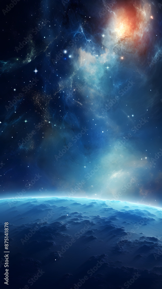 Digital space with Milky Way and nebula abstract graphic poster background Digital space with Milky Way and nebula abstract graphic poster background