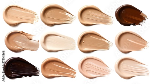 Wallpaper Mural foundation samples stroke. color smears, different skin tones.Face Cosmetic, make up. Cream texture, liquid cosmetic smear. Foundation, BB cream, CC cream, Concealer, face skin product.  Torontodigital.ca
