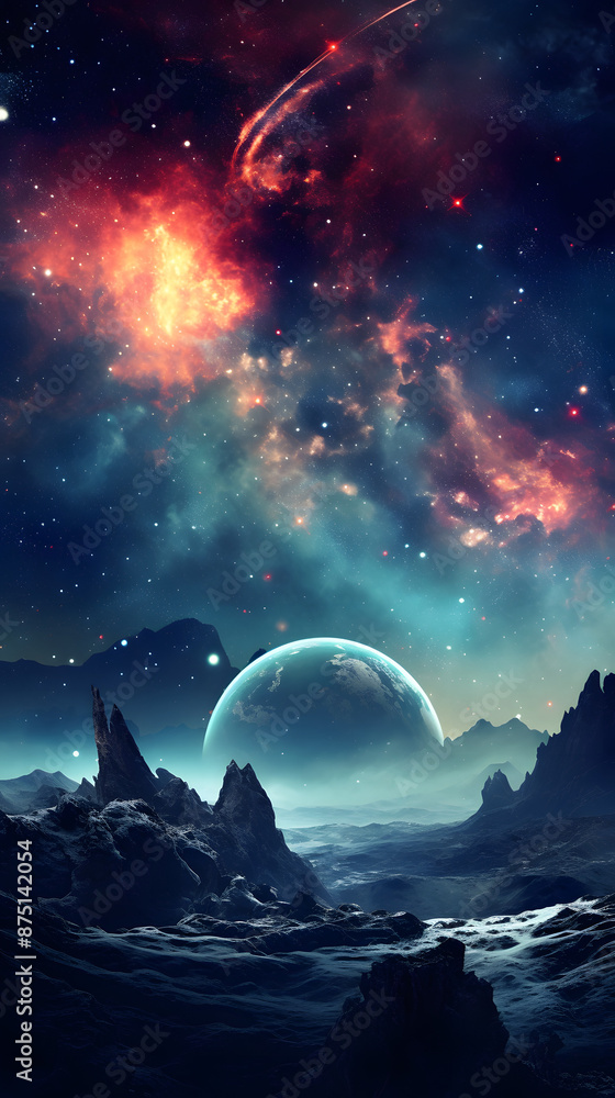 Digital space with Milky Way and nebula abstract graphic poster background Digital space with Milky Way and nebula abstract graphic poster background