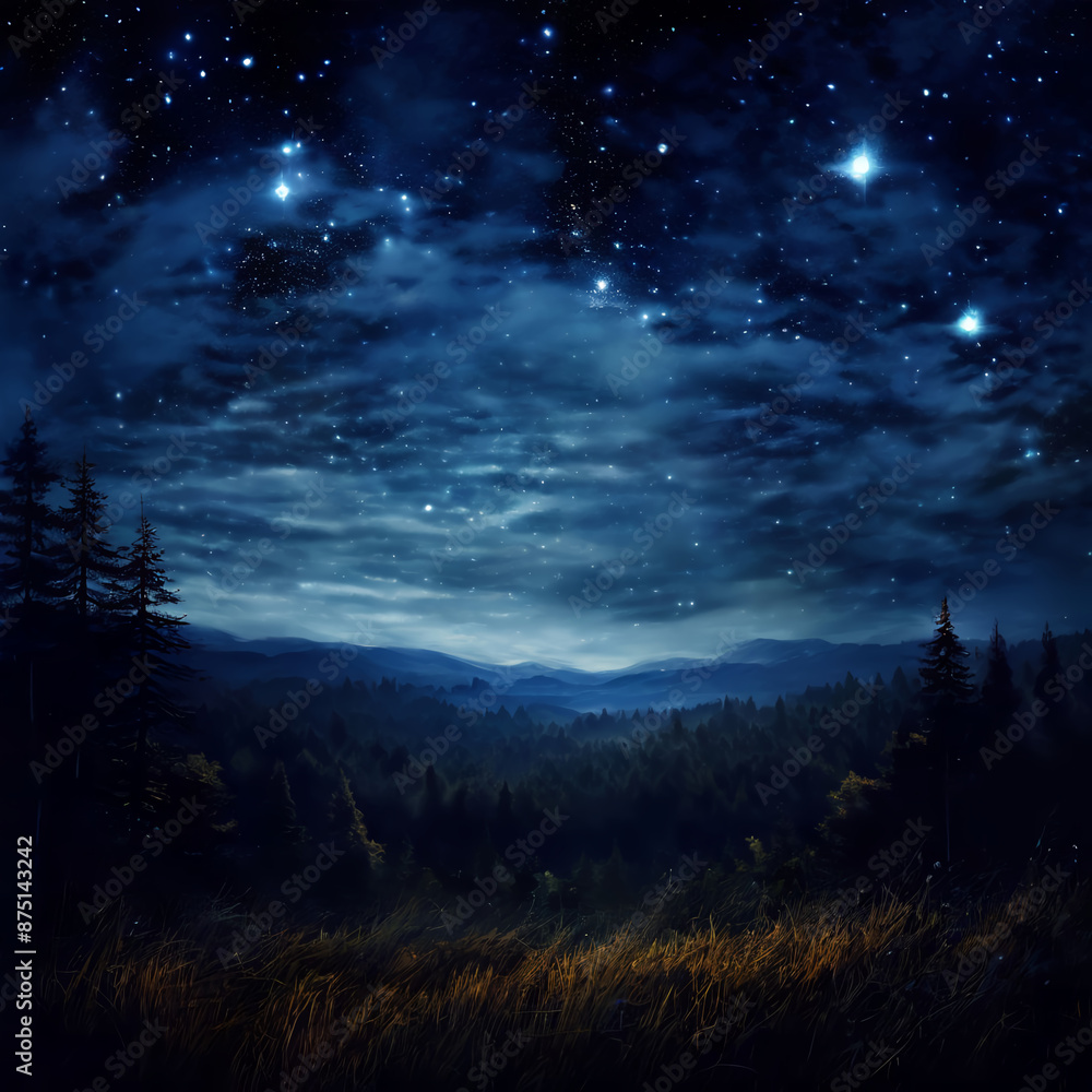 Fototapeta premium Starry Night별이 내리는밤 Generative AI