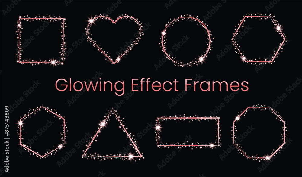 Sparkling shiny glowing stardust magical light vector border frame Sparkling shiny glowing stardust magical light vector border frame
