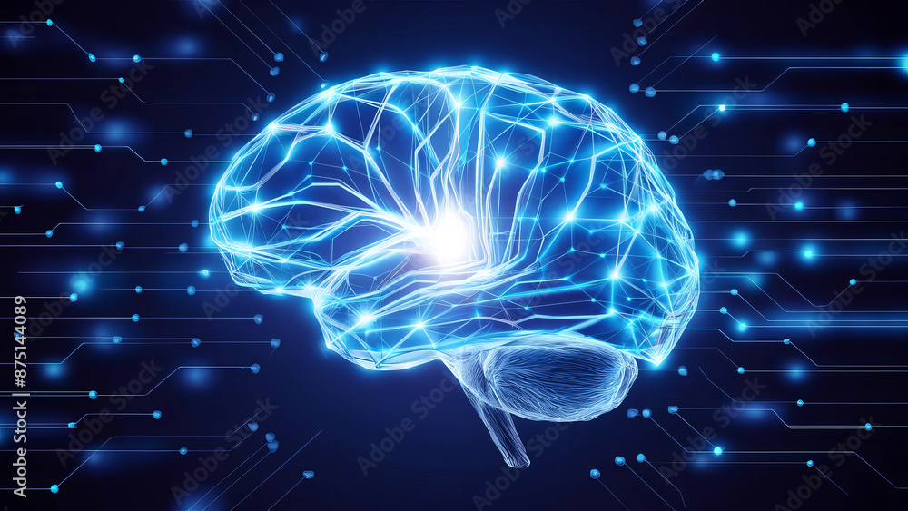 Digital blue illustration of a human brain with neural connections, symbolizing artificial intelligence and neuroscience. Digital blue illustration of a human brain with neural connections, symbolizing artificial intelligence and neuroscience.