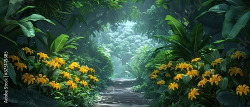 An advanced botanical garden showcases plants with mystical properties