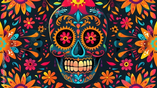 day of the dead skull vector concept background