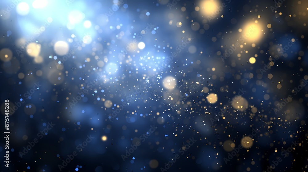 Obraz premium Abstract Bokeh Background with Glowing Lights in Blue and Gold