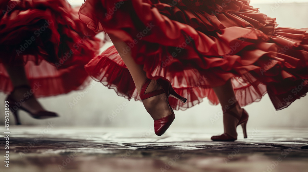 Obraz premium Dynamic performance of flamenco dancers