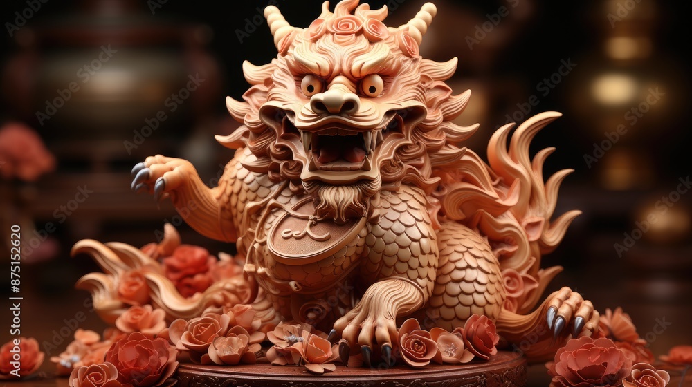chinese dragon statue in chinese temple