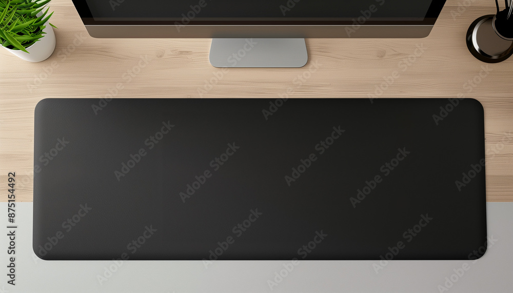 Plain black mouse pad mockup, top view Plain black mouse pad mockup, top view