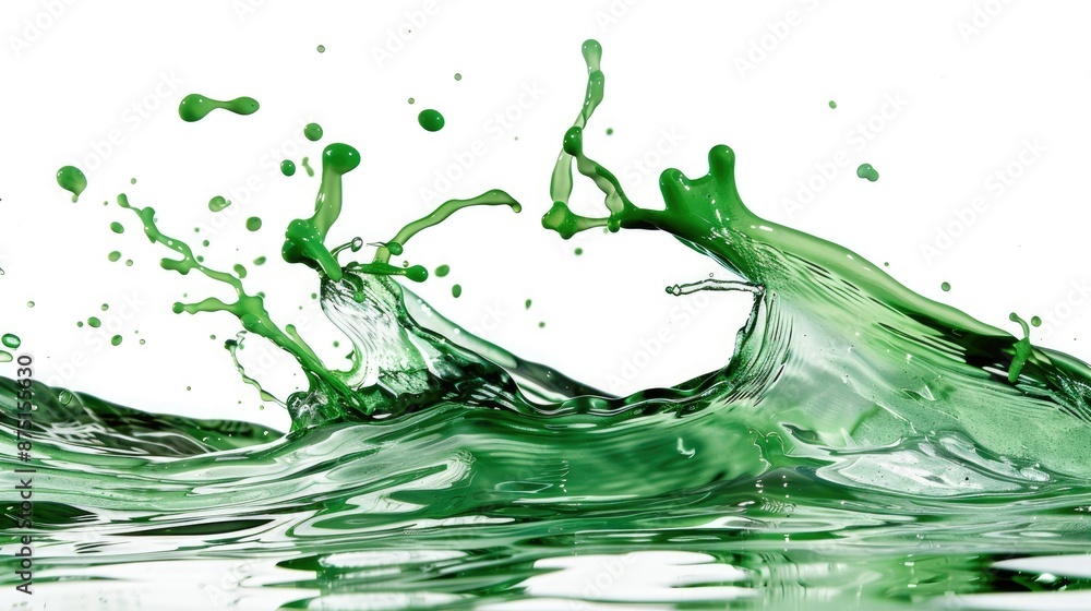 custom made wallpaper toronto digitalGreen paint splashing diagonally in water on a white backdrop