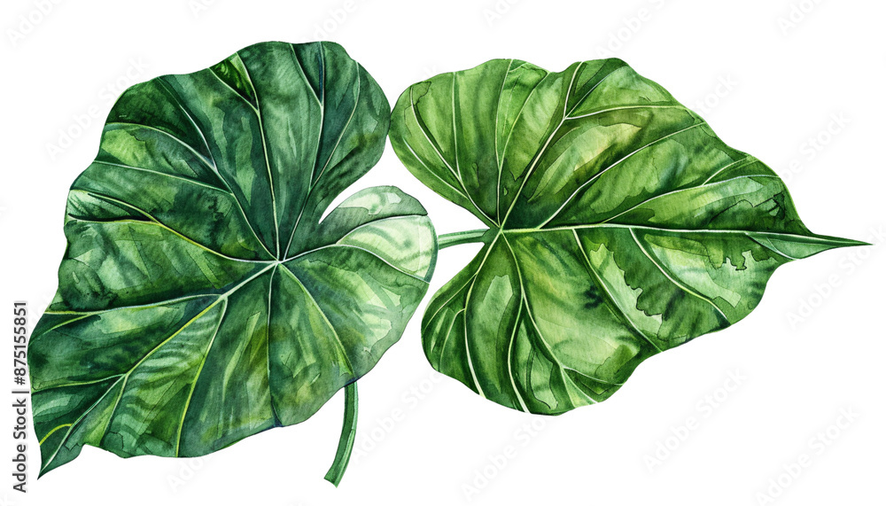 Obraz premium Isolated green leaf on white background, close-up with detailed veins and texture