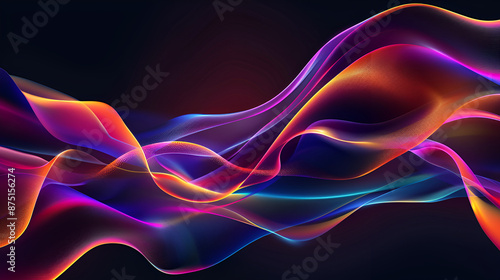 abstract colorful smoke waves on black background,glowing in ultraviolet spectrum light, Bright color