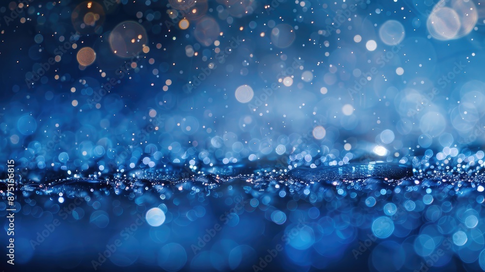 Focus on water drops on blue surface background Focus on water drops on blue surface background