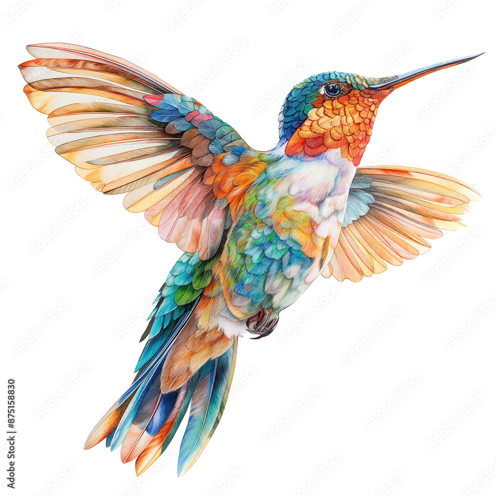 Obraz premium Hummingbird illustration, colorful, vector