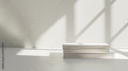 Wallpaper Mural Stacked Books with Shadows on White Background
 Torontodigital.ca