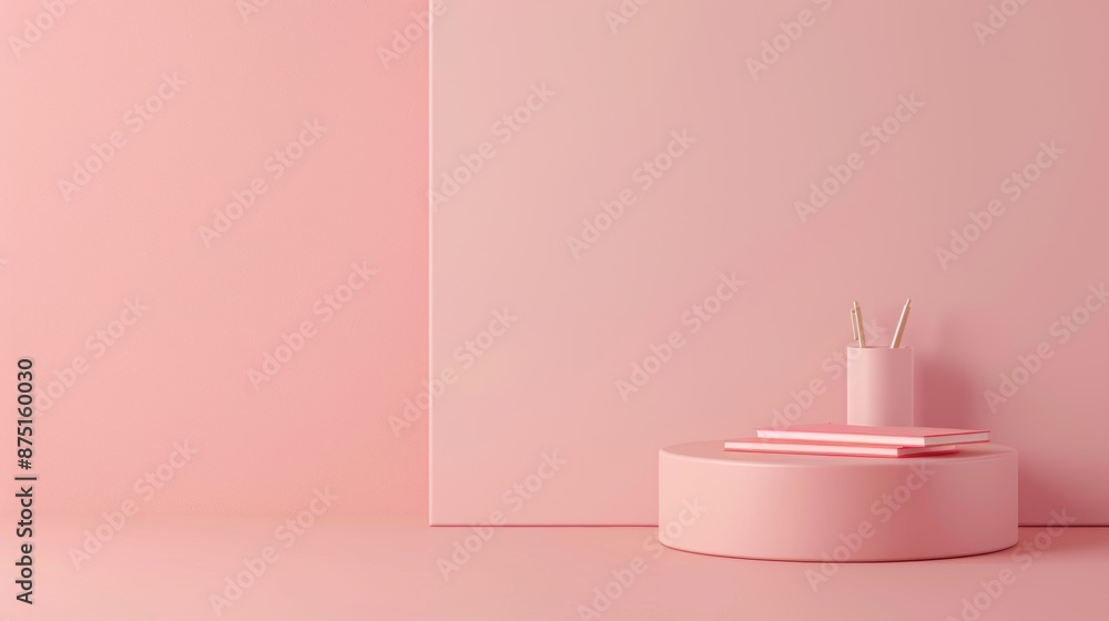 Pink minimalist podium with pink stationery
Pink minimalist podium with pink stationery