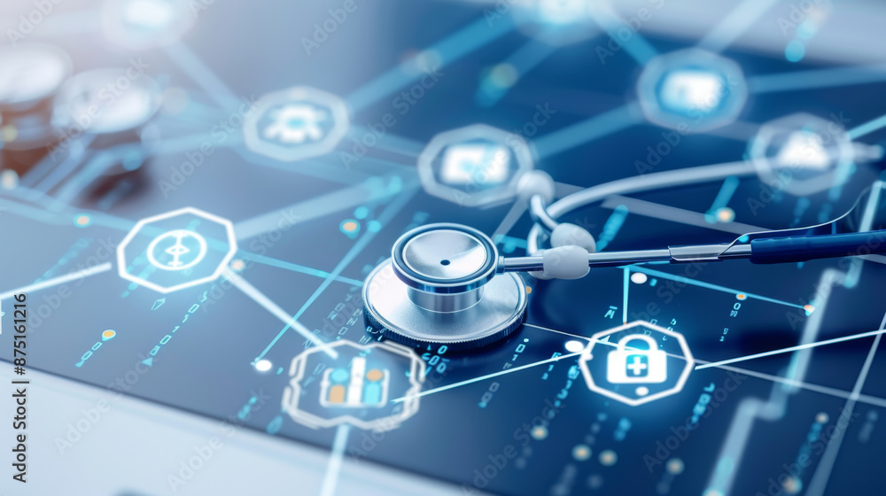 Fototapeta premium Secure electronic health records using blockchain technology for hospitals