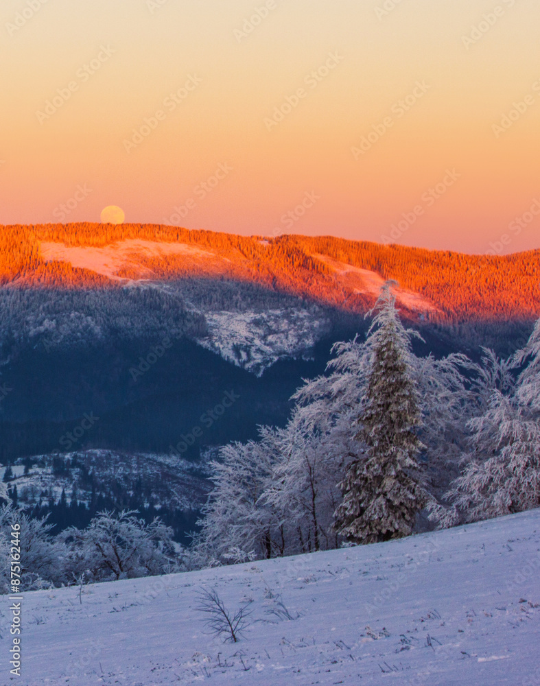 spectacular winter scenery, awesome sunset landscape spectacular winter scenery, awesome sunset landscape