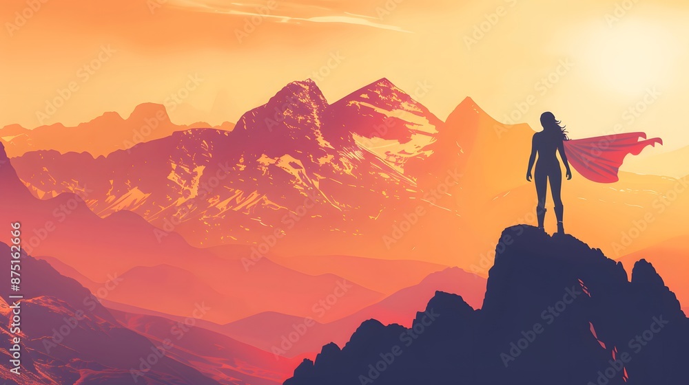 kids on mountain peak with hero pose kids on mountain peak with hero pose