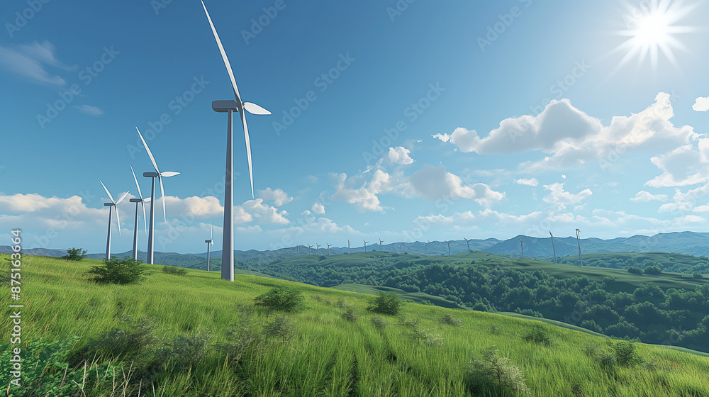 Windmills on a picturesque hillside Windmills on a picturesque hillside