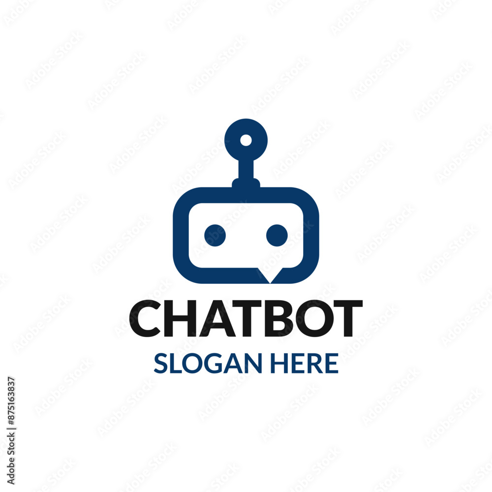 Chat bot logo template in simple flat style. AI Robot talk vector illustration Chat bot logo template in simple flat style. AI Robot talk vector illustration