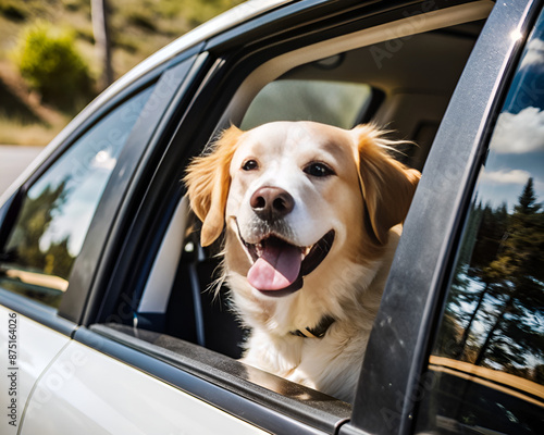 golden retriever in car © JELENA