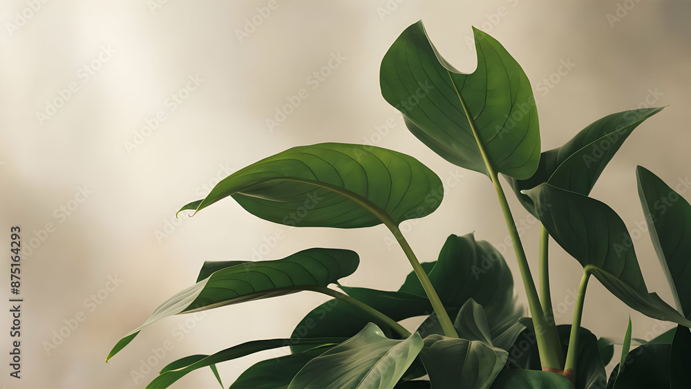 Fototapeta premium Neutral Serenity A Philodendron's Heart Unveiled in Stillness