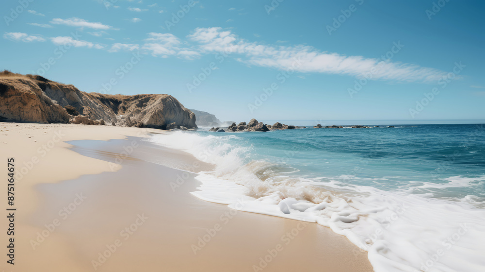 paradise beach during the golden hour, featuring soft white sands, a dreamy and peaceful scene paradise beach during the golden hour, featuring soft white sands, a dreamy and peaceful scene