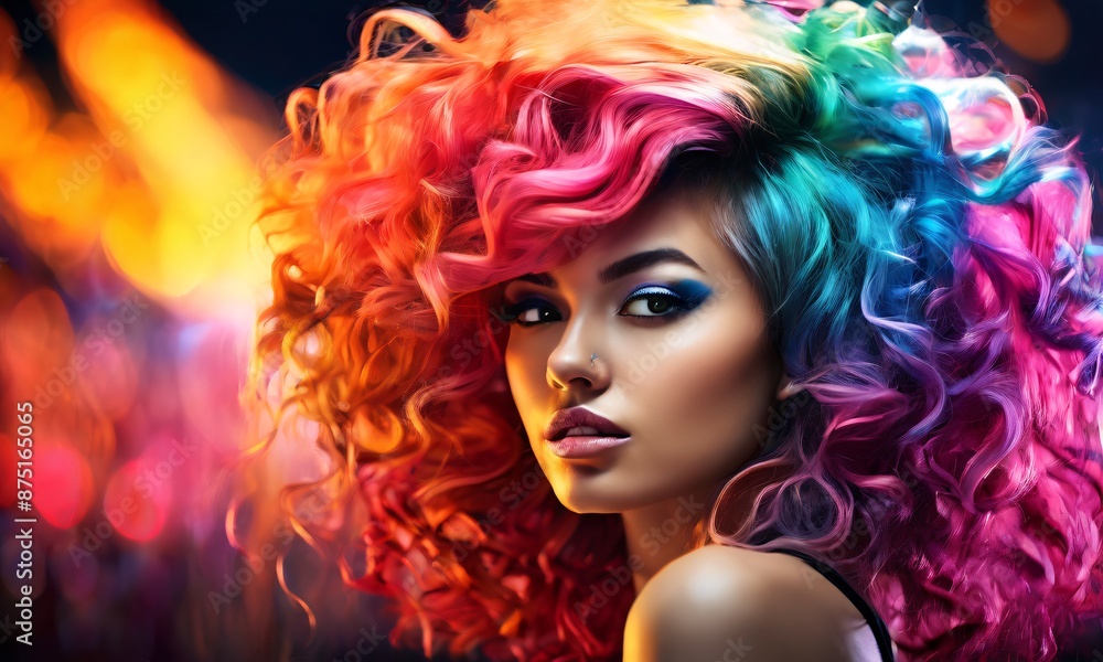 Fototapeta premium A woman with a colorful hair style on her head