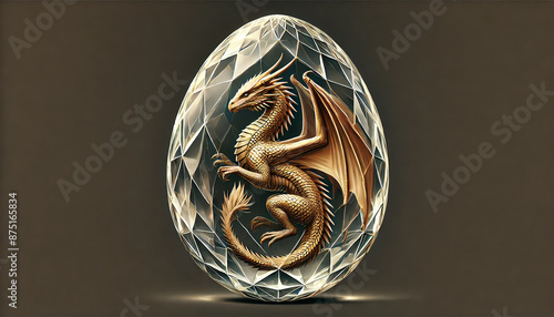 Wallpaper Mural Realistic dragon encased in crystal egg golden intricate scales Torontodigital.ca