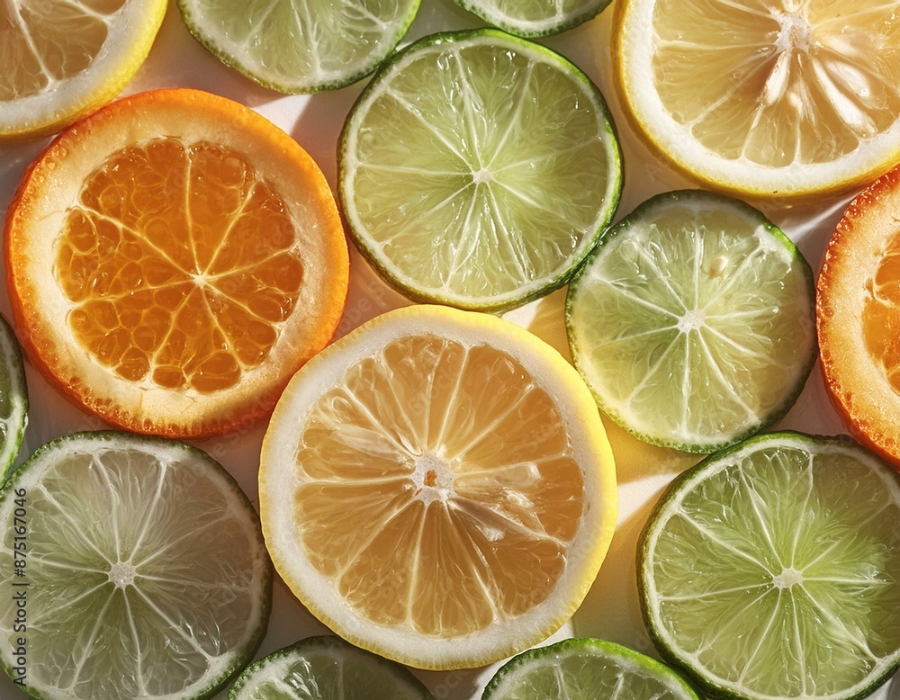 fresh citrus fruit slices in sunlight