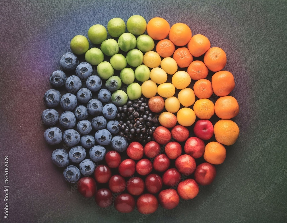 colorful circle of fruits and berries colorful circle of fruits and berries