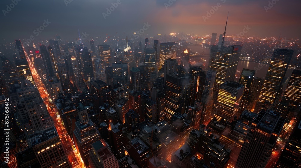 Obraz premium Nighttime Splendor of a Majestic City