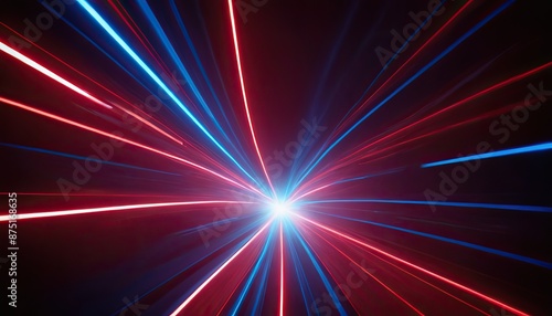 Bright neon rays. Space star burst. Abstract multicolor spectrum background. Neon laser background. Bright energy lines backdrop.