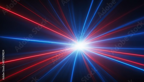 Vibrant Laser Neon Lights Flash and Illuminate in Red and Blue Generated Ai
