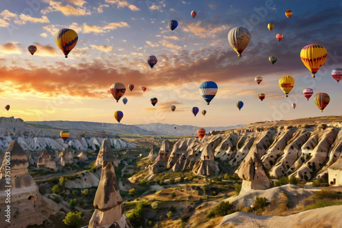 hot air balloon over region country