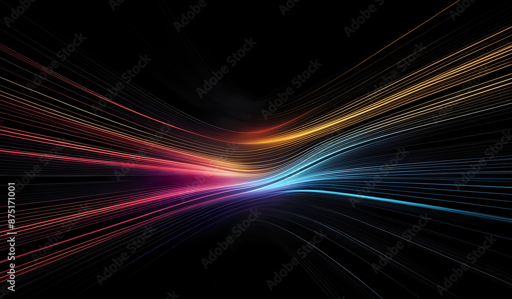 Dark grey background with rainbow colors glowing lines for social media post, business, advertising events Dark grey background with rainbow colors glowing lines for social media post, business, advertising events