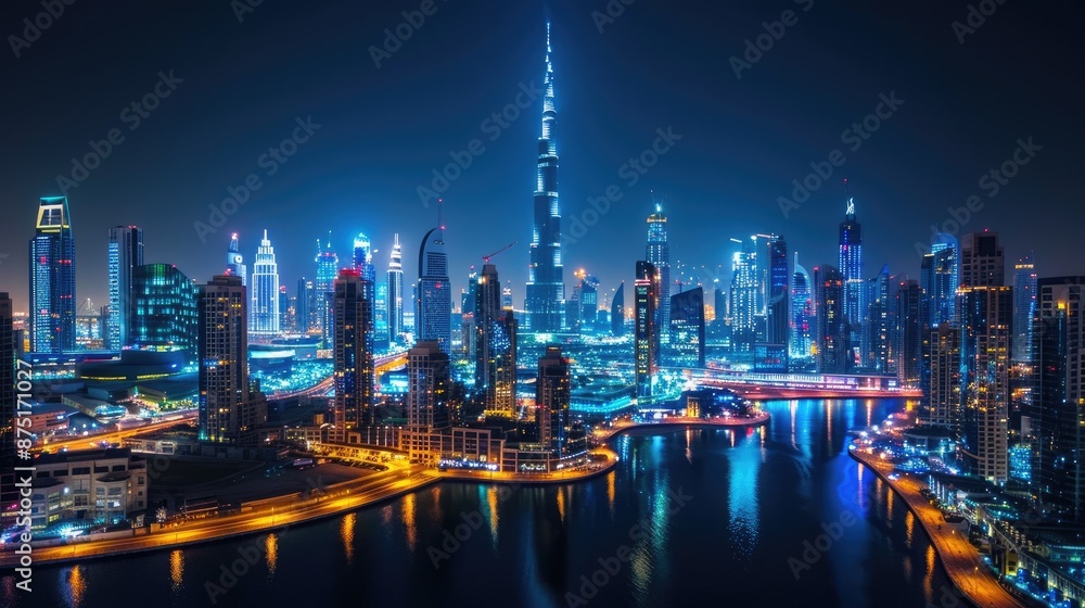 Obraz premium Nighttime Splendor of a Majestic City