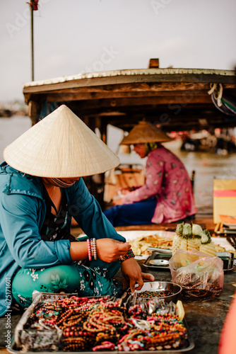 Merchants of the Cai Rang floating market in Can Tho, Vietnam