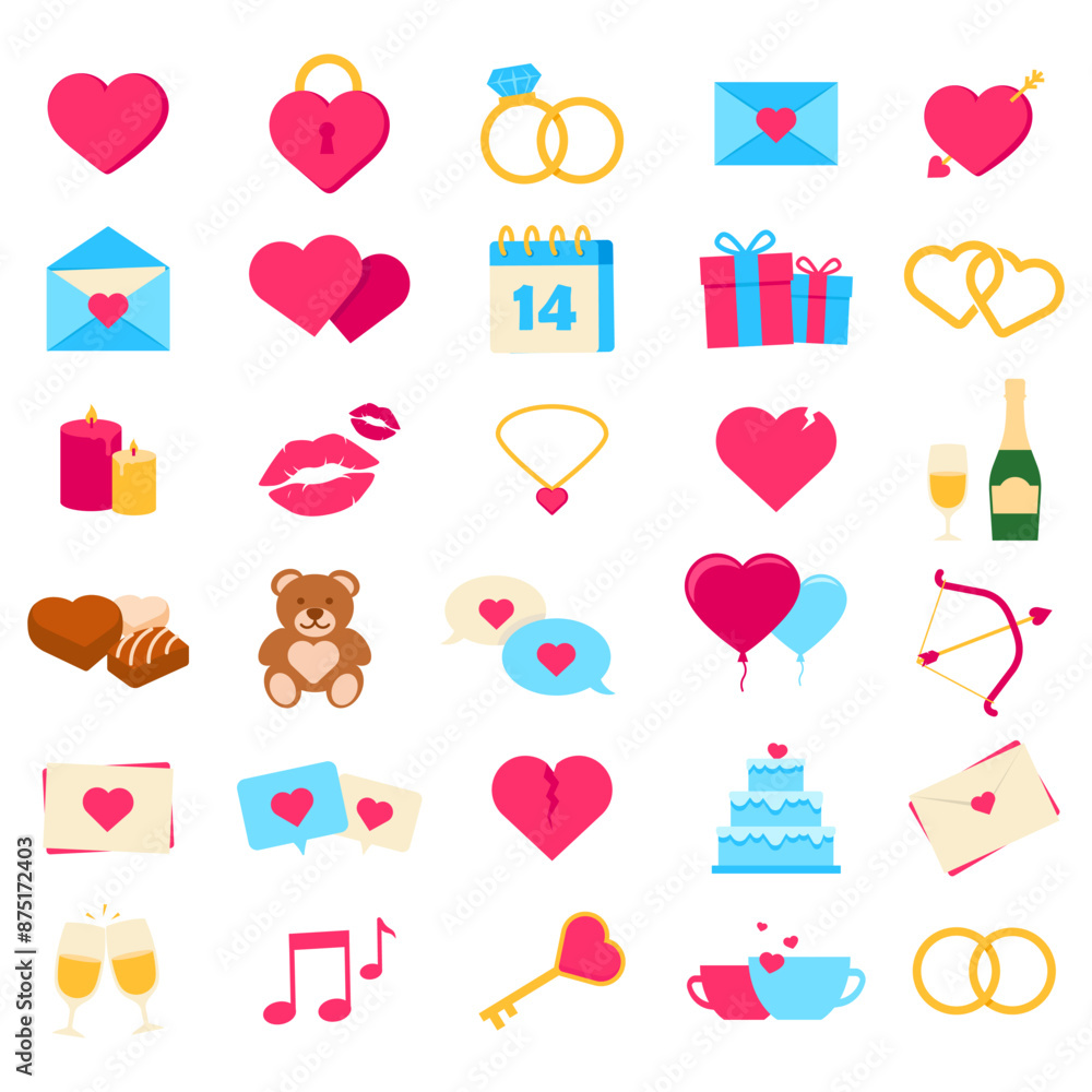 Valentine's day icons collection. Love decorations. Valentine's day icons collection. Love decorations.