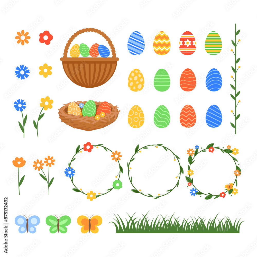 Easter decoration set. Easter elements collection. Easter decoration set. Easter elements collection.