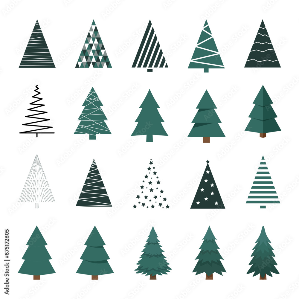 Obraz premium Christmas trees. Christmas trees set. Modern flat design.